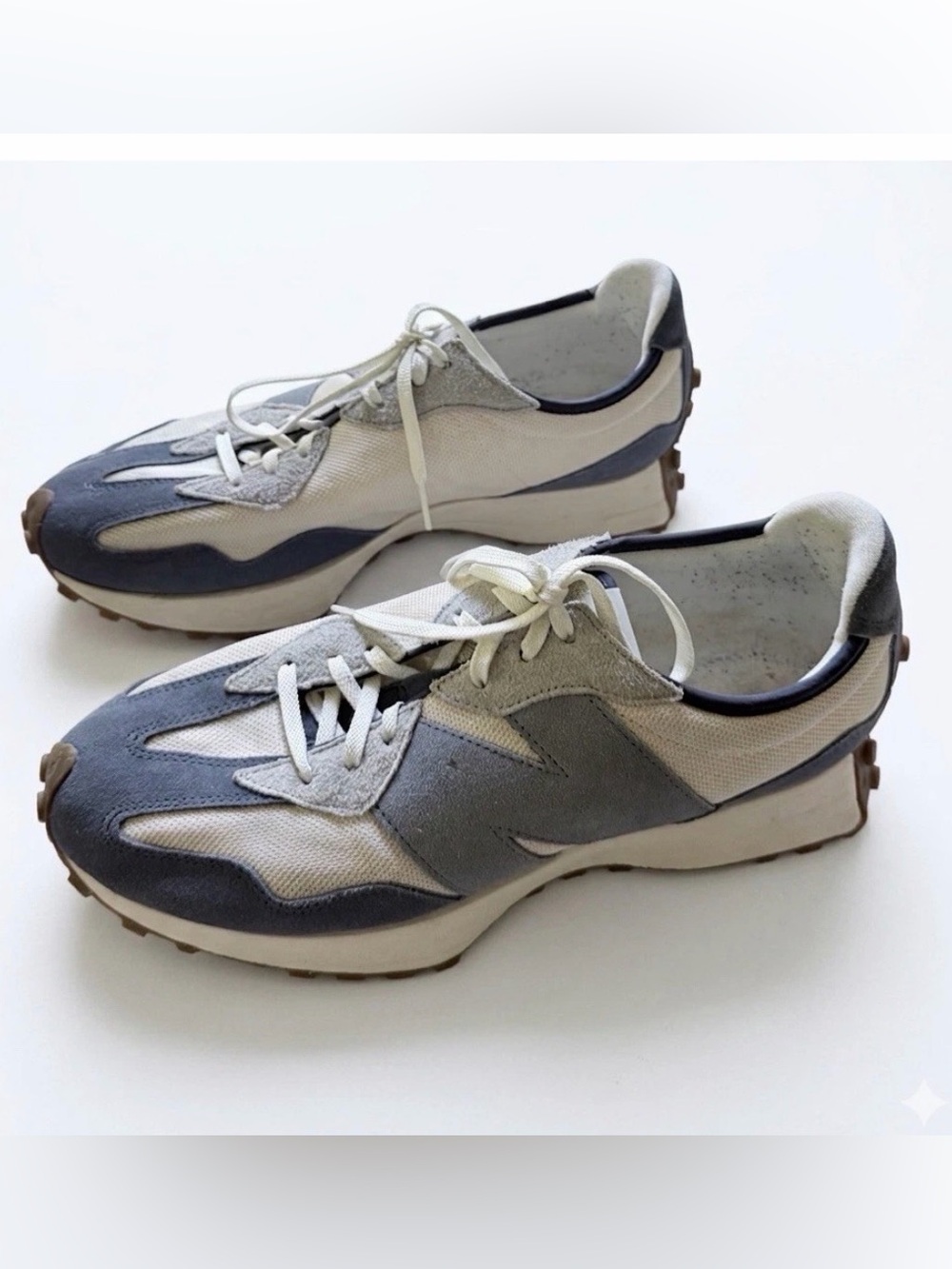 New Balance Gray and White Retro Runner Sneakers